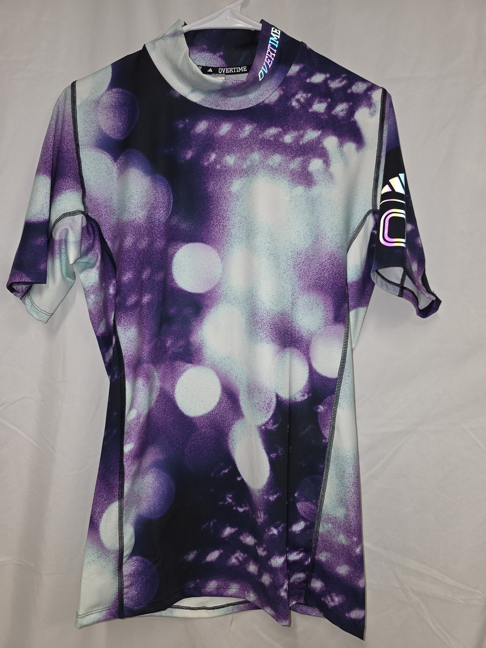 adidas Purple and White Short Sleeve Performance Compression Tee